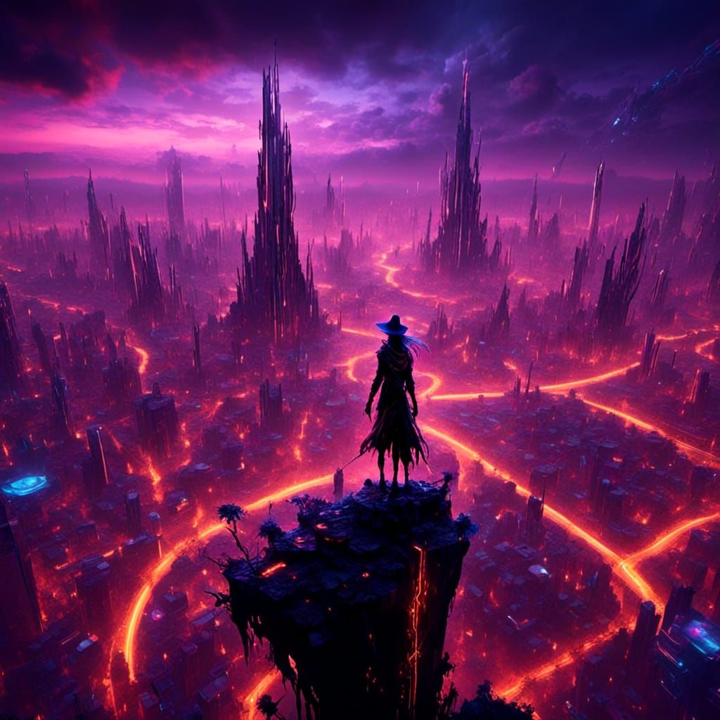 Cyberpunk Cityscape at Dusk: Hyperrealistic Digital Art