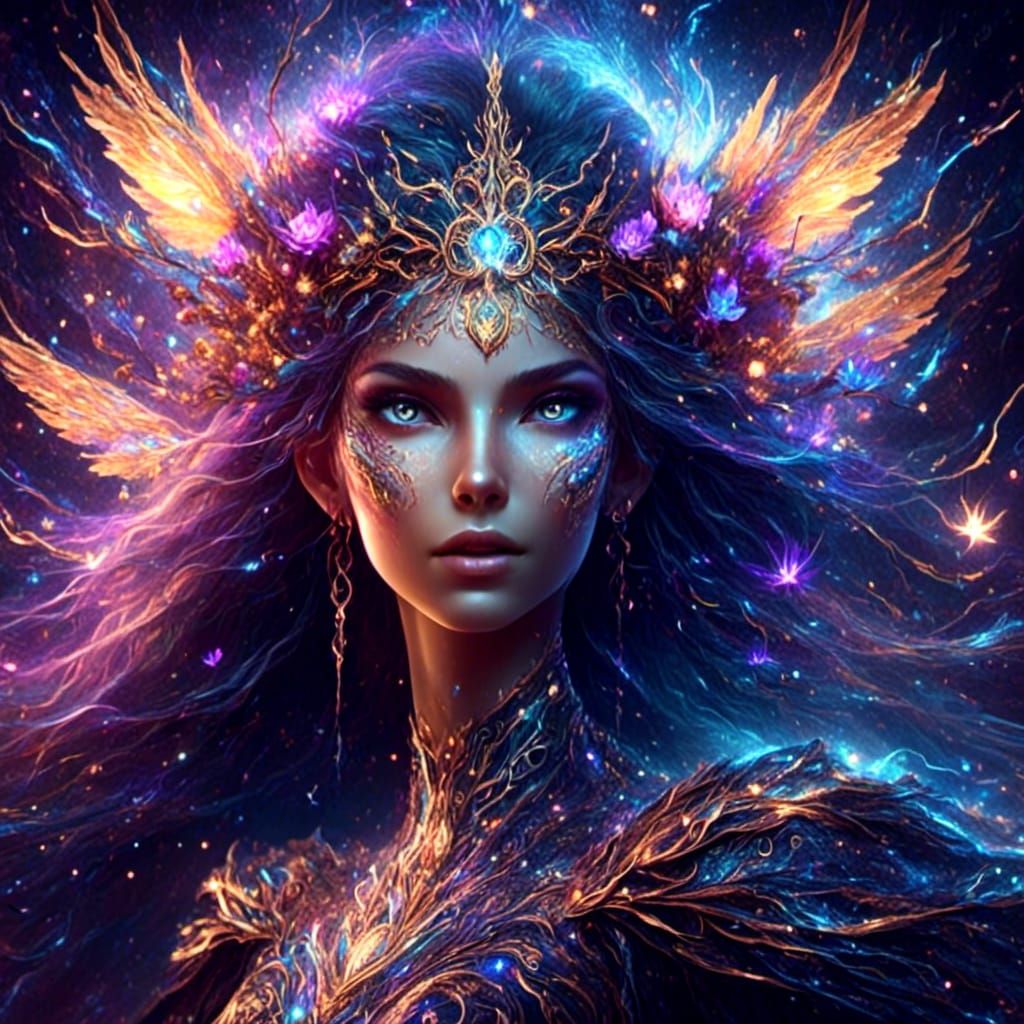 Ethereal Fairy in Space Amidst Cosmic Energy