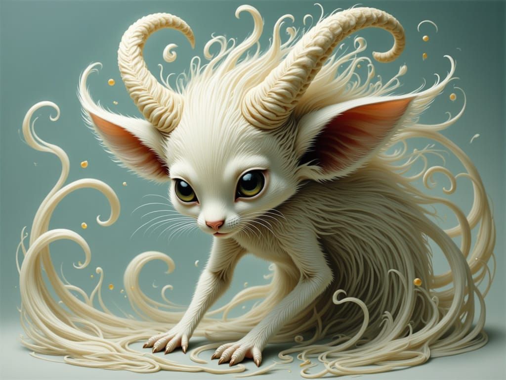 Whimsical Wispy Creature in a Modern Folk Art Style