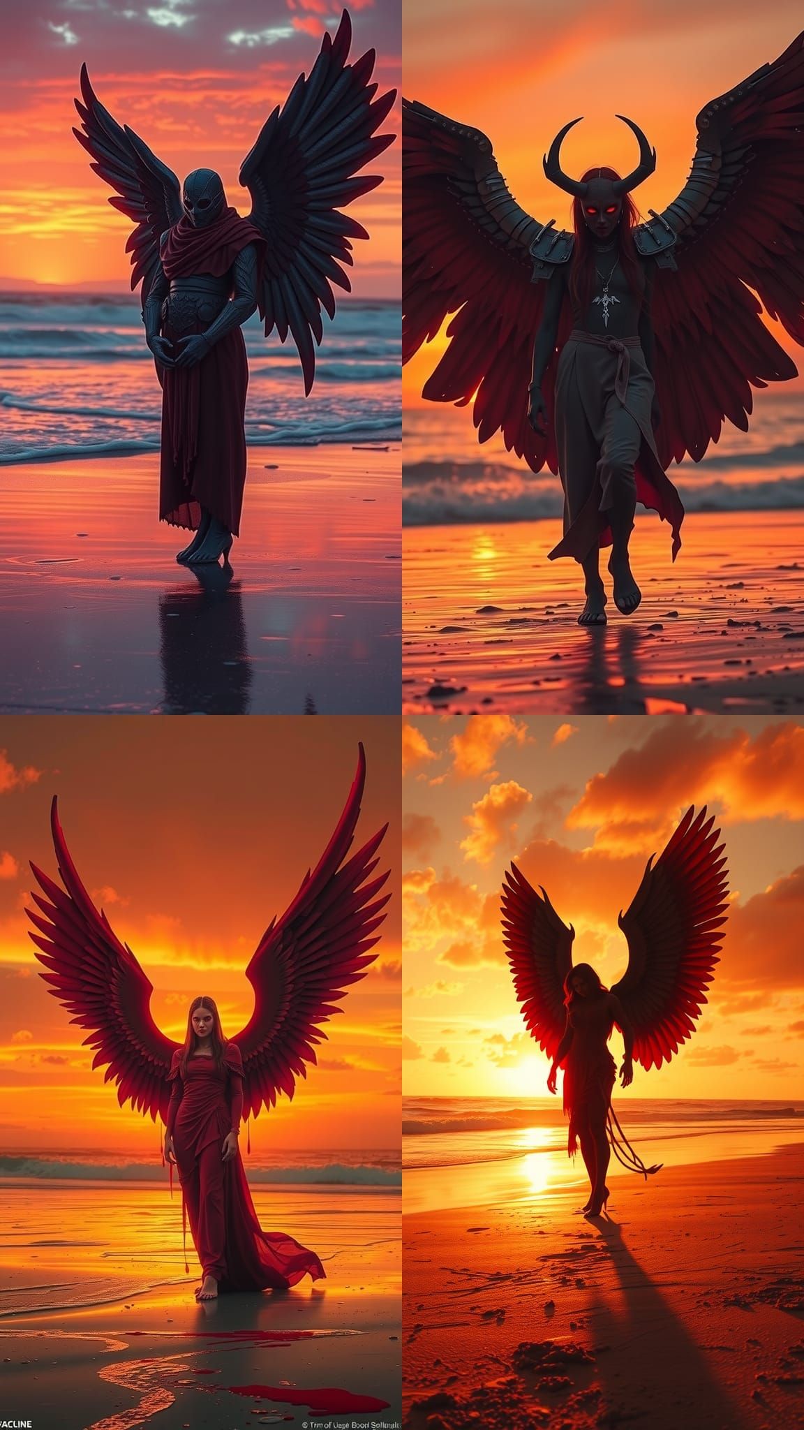 Blood Angel on Beach at Sunset: Haunting Nostalgia