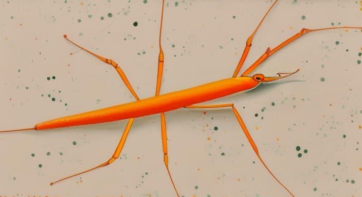 Realistic Orange Insect Head in Tempera Style