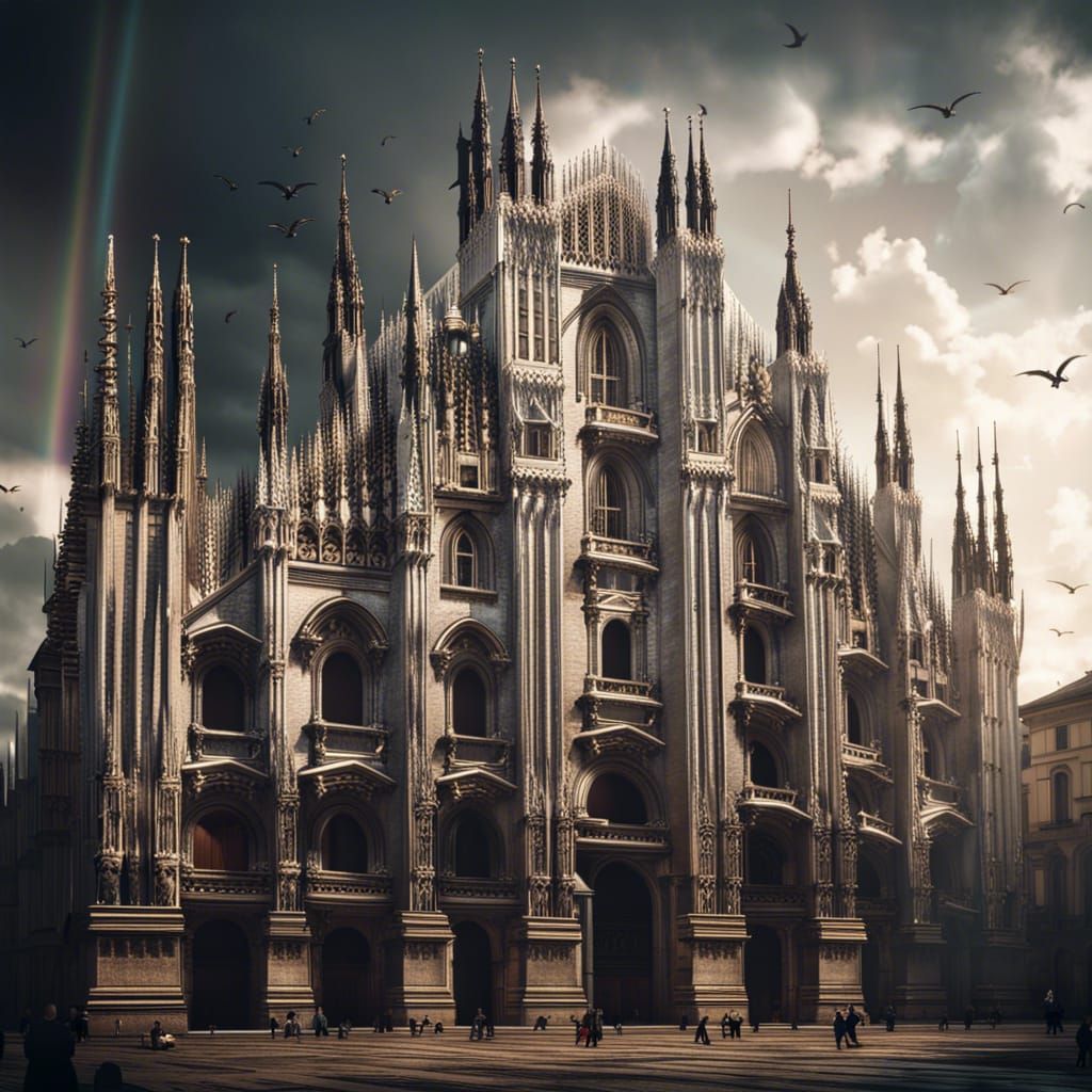 Milan Cathedral: Soaring Spires in Digital Painting