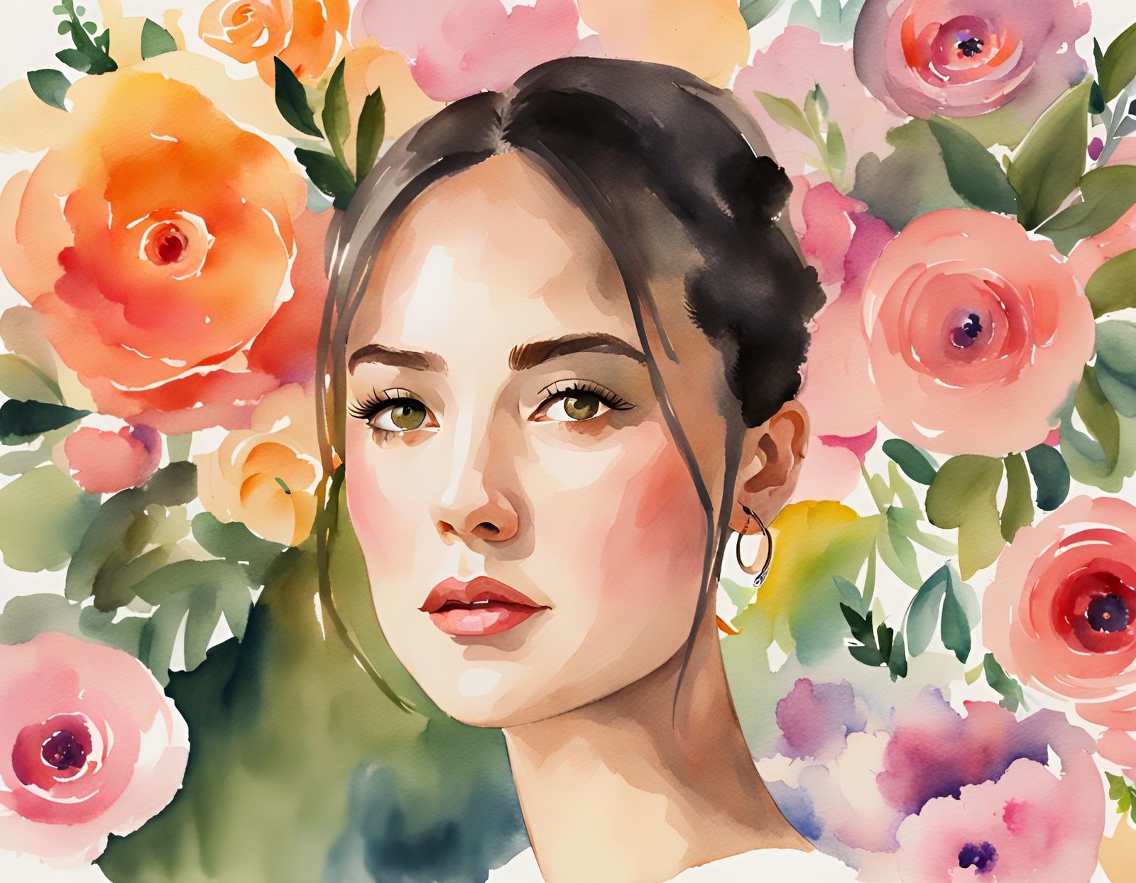 AI Self-Portrait as Watercolor Painting