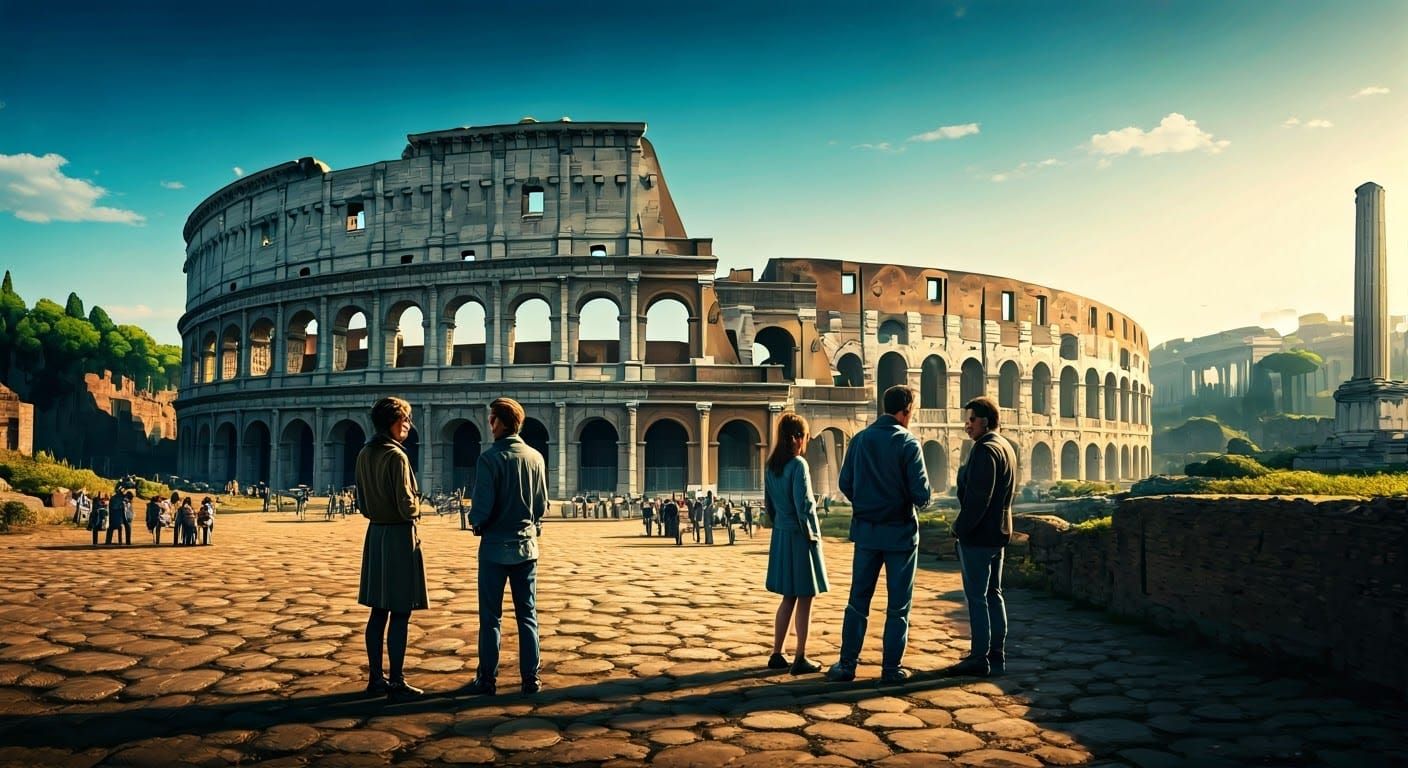 Roman Ruins Meet Modern Life in Watercolor Art