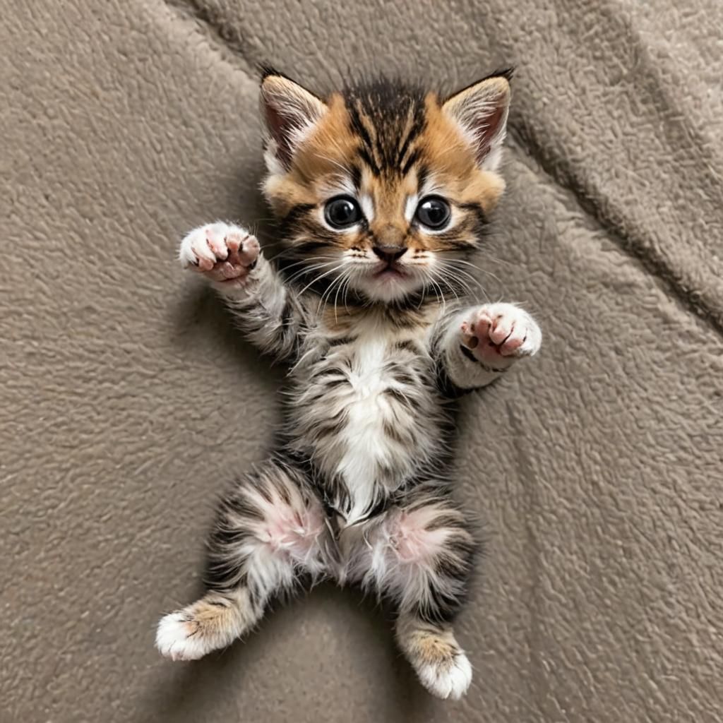 Baby Kitten Showing Tummy and Toes
