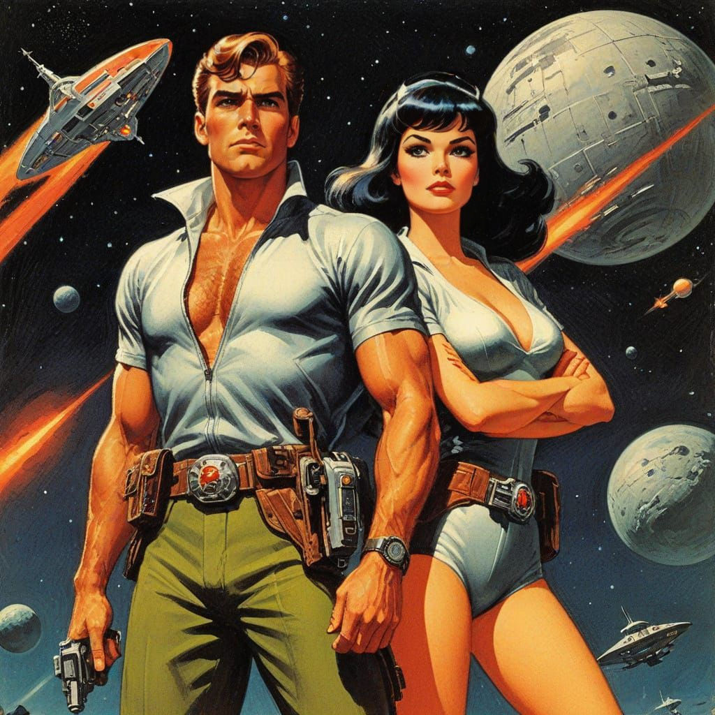 Space Adventurer and Dale Arden in Pulp Sci-Fi Style
