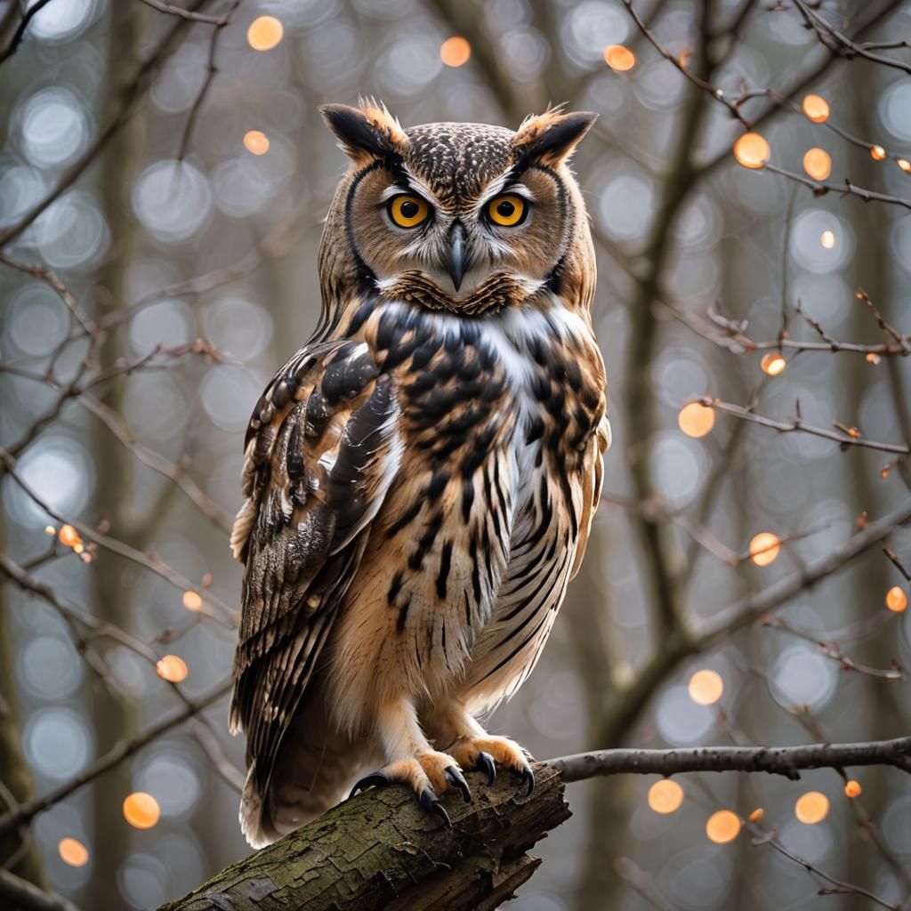 Surreal Owl Portrait in Professional Photography Style