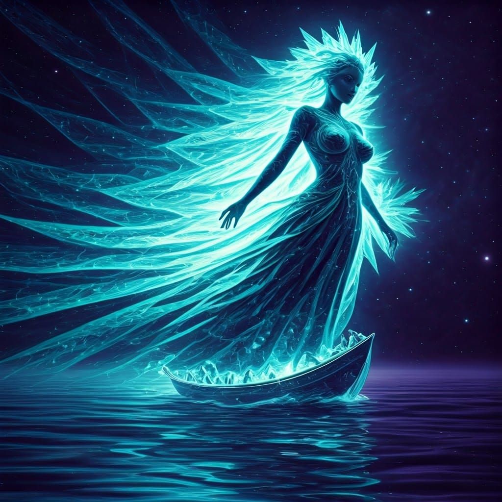 Cosmic Ice Being Sailing in Starry Cosmos