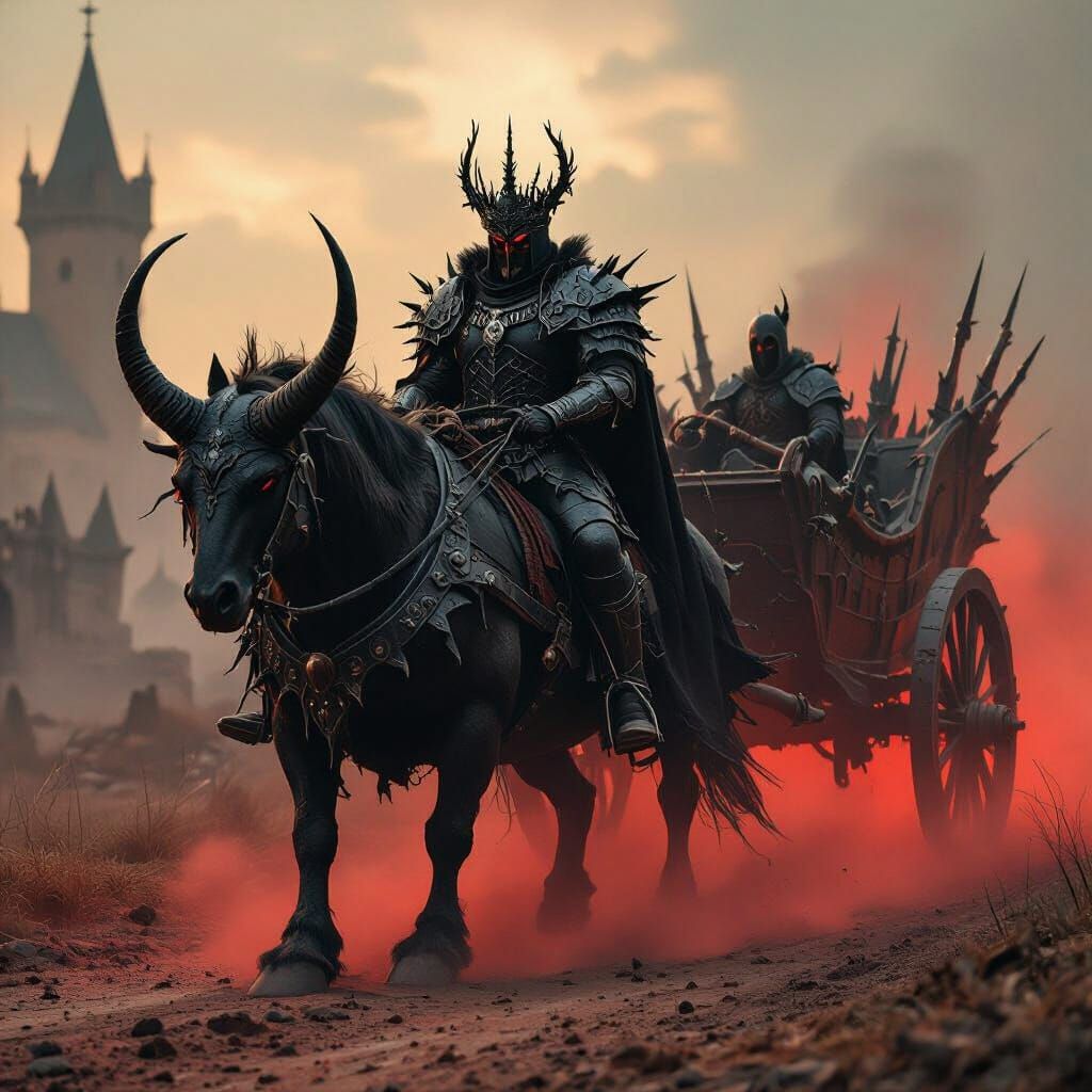 Dark Fantasy Warlord on Demonic War Chariot