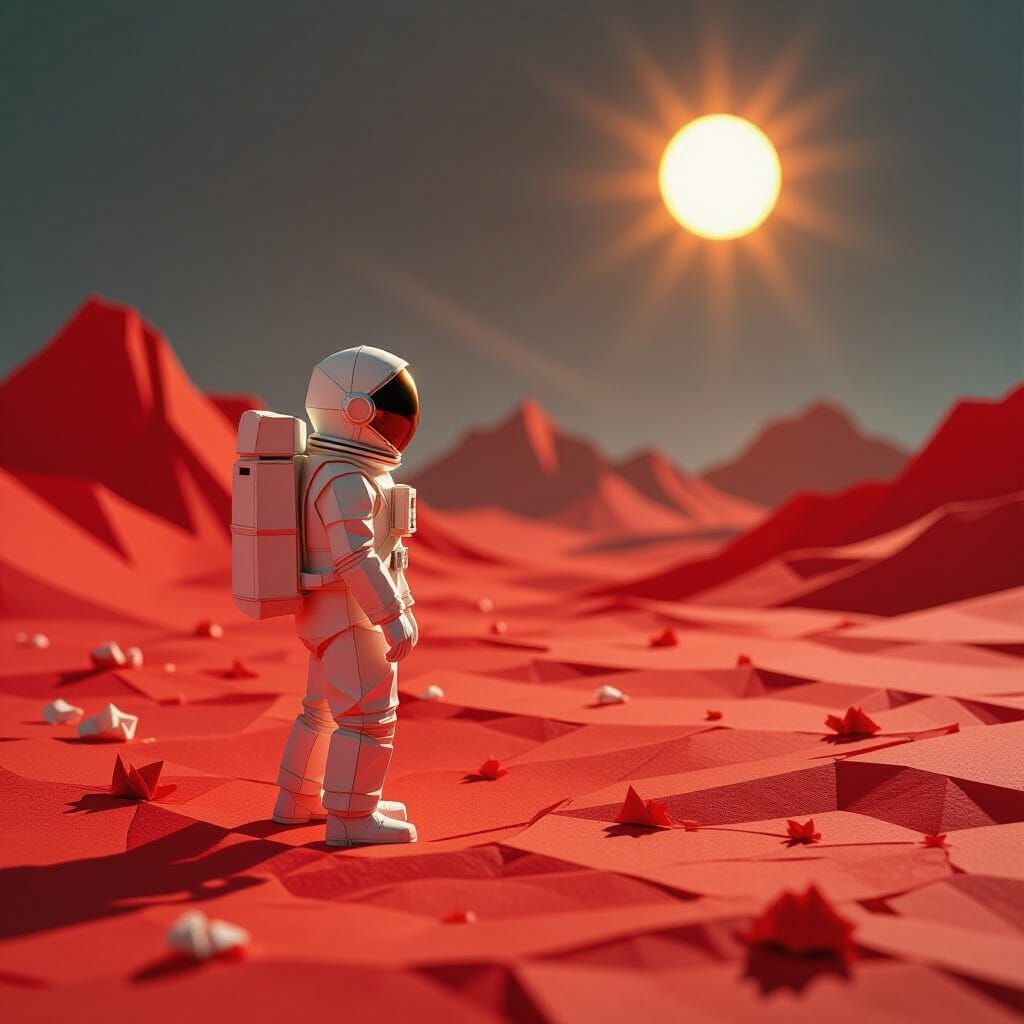 Paper Astronaut on Mars Diorama