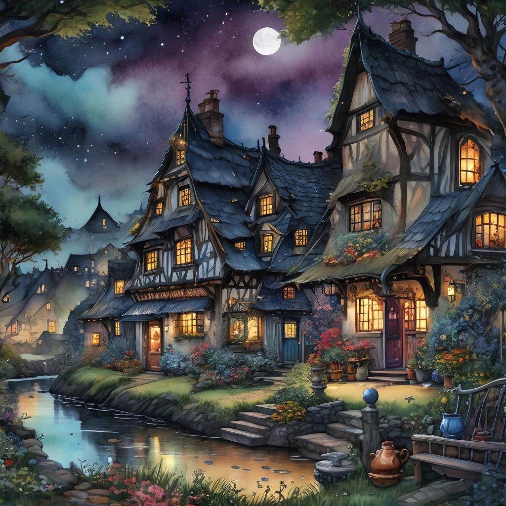 Peaceful Night in the Village