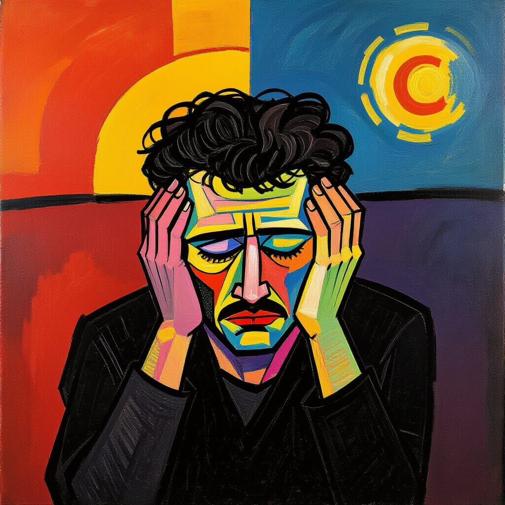 Expressionist Anguish: A Tormented Soul in Vivid Colors