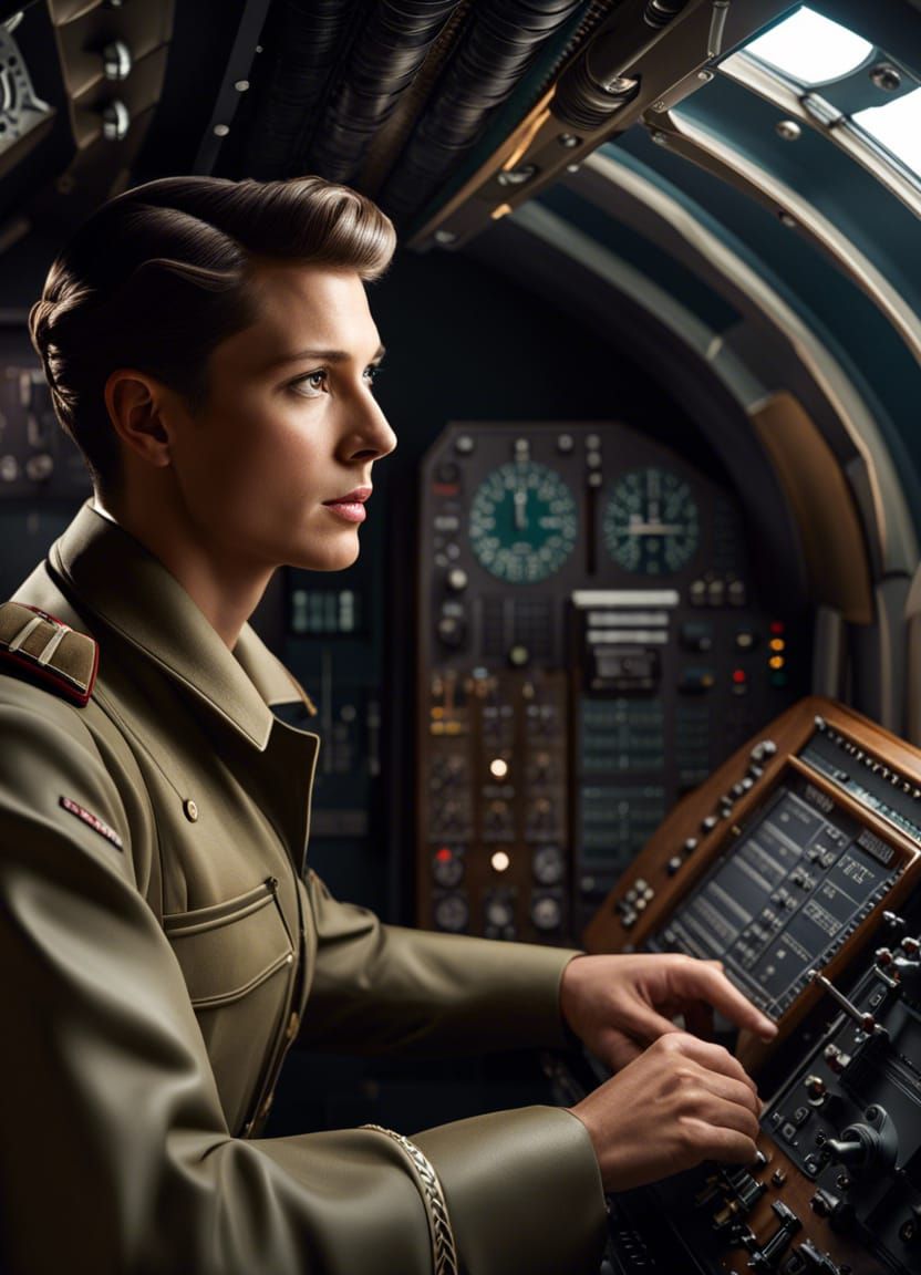 a pilot in aircraft cockpit, 1942 cockpit