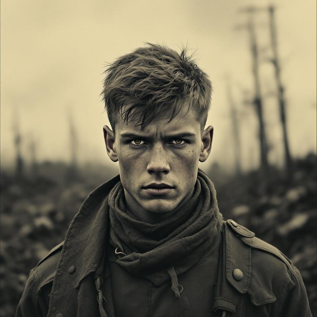 Haunting Soldier Portrait in Francis Bacon Style