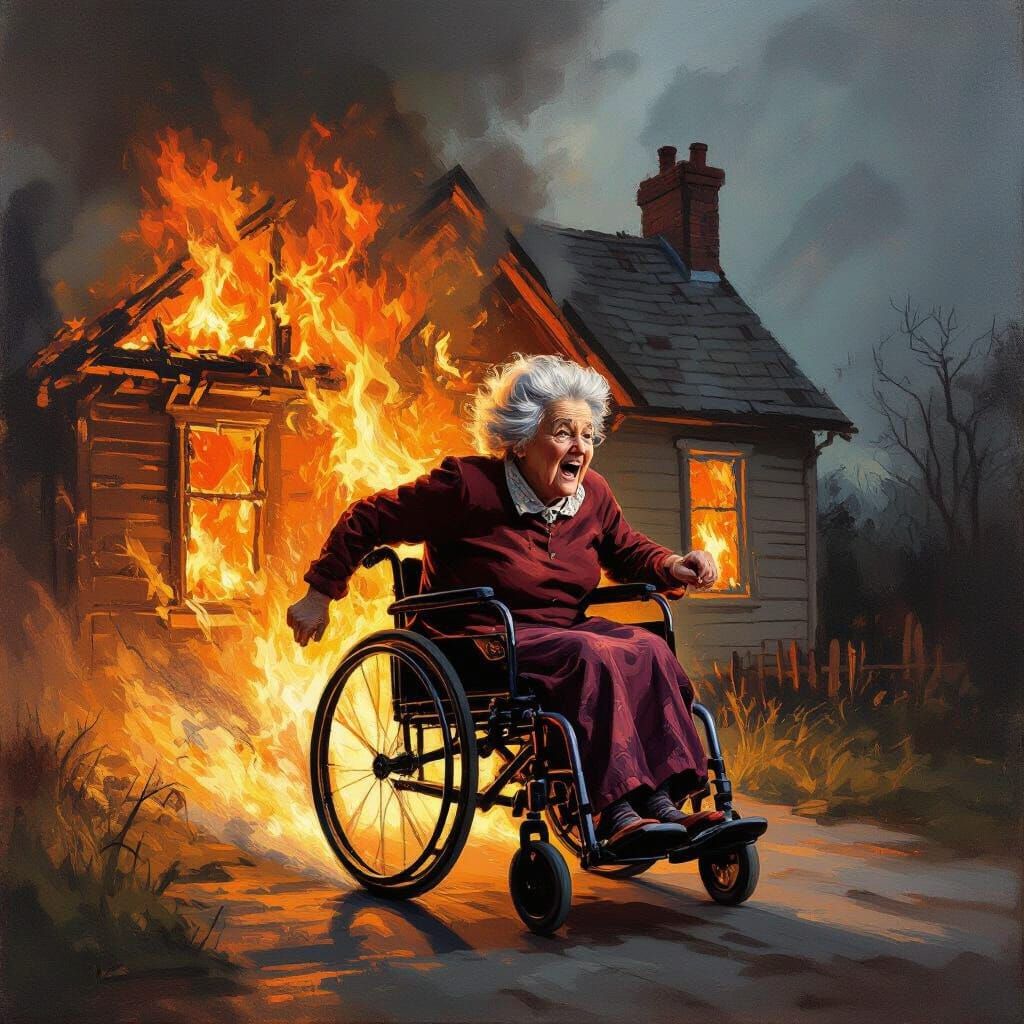 Elderly Woman Escapes Raging House Fire in Dramatic Oil Pain...