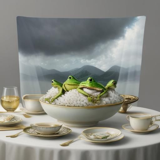 frog legs on a bed of rice