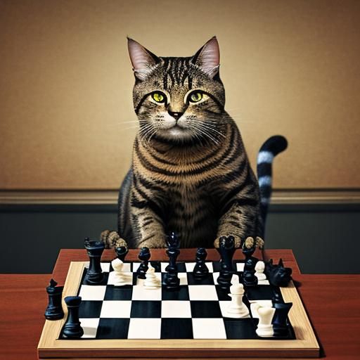 Cat Playing Chess