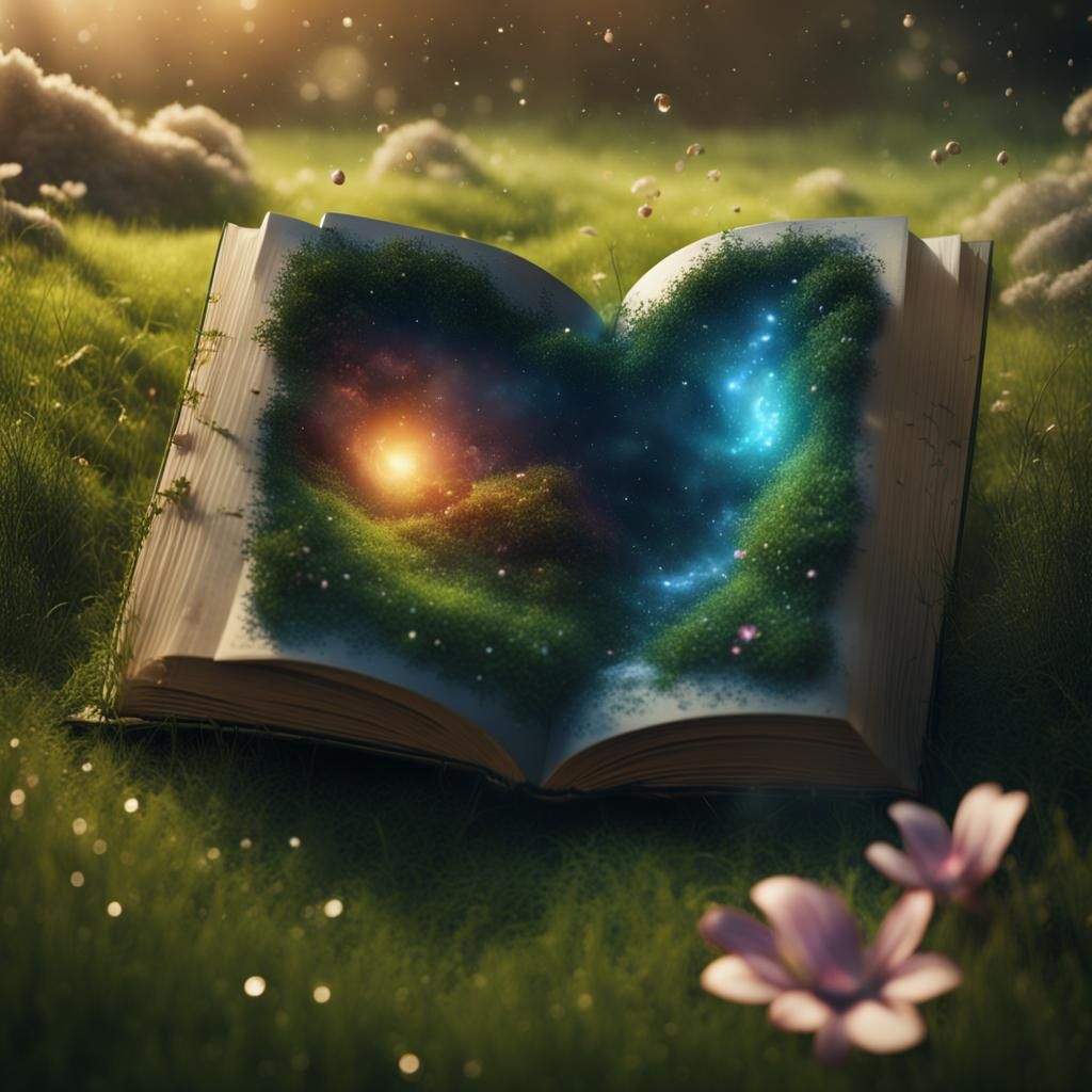 Open Book with Magic Dust in Detailed Matte Painting