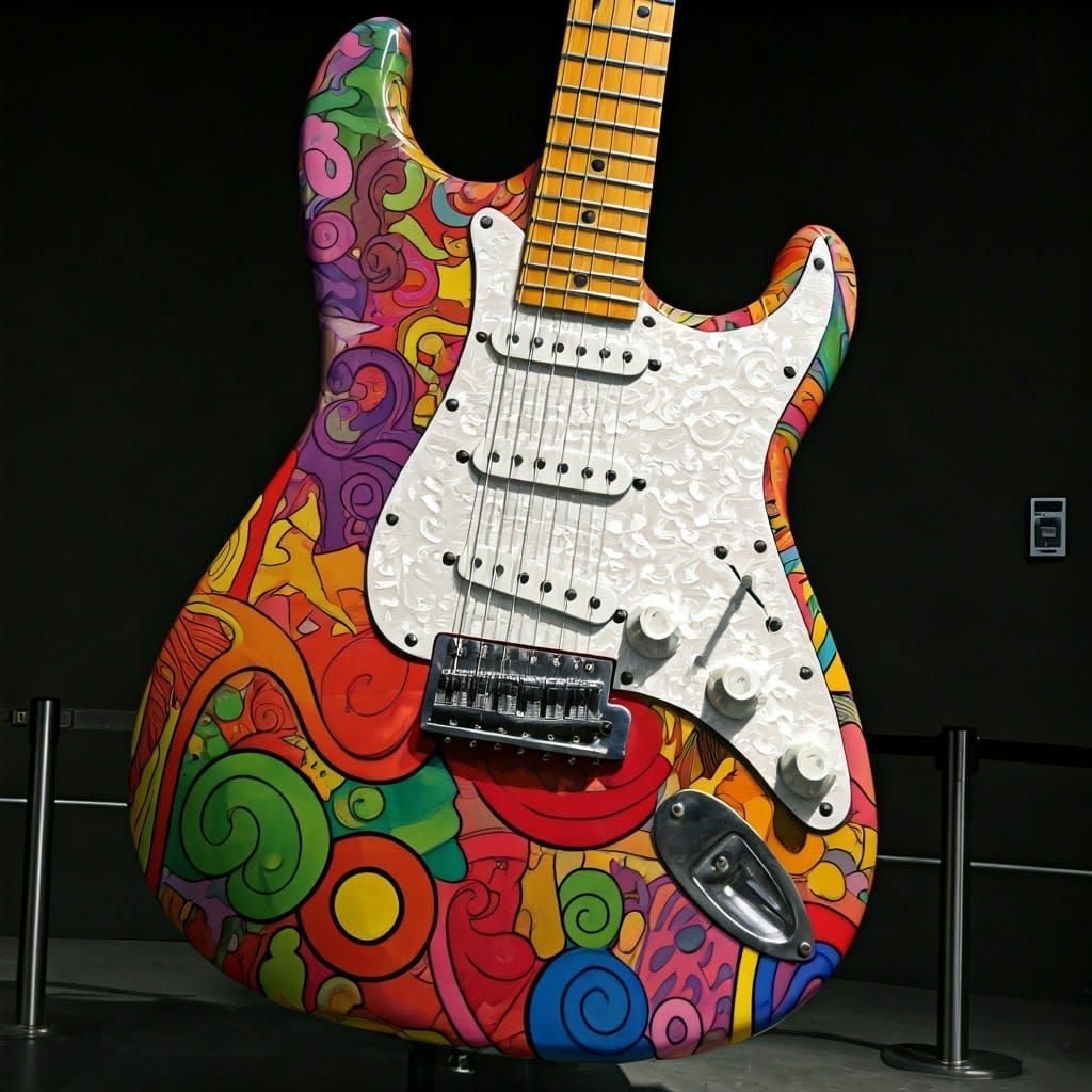 Colorful Guitar Sculpture at Seattle's Museum of Pop Culture
