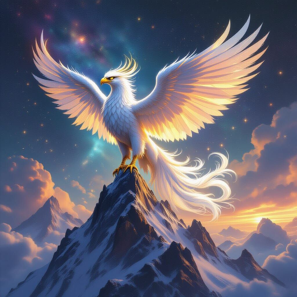 Majestic Griffin with Nebula Feathers on Crystal Peak