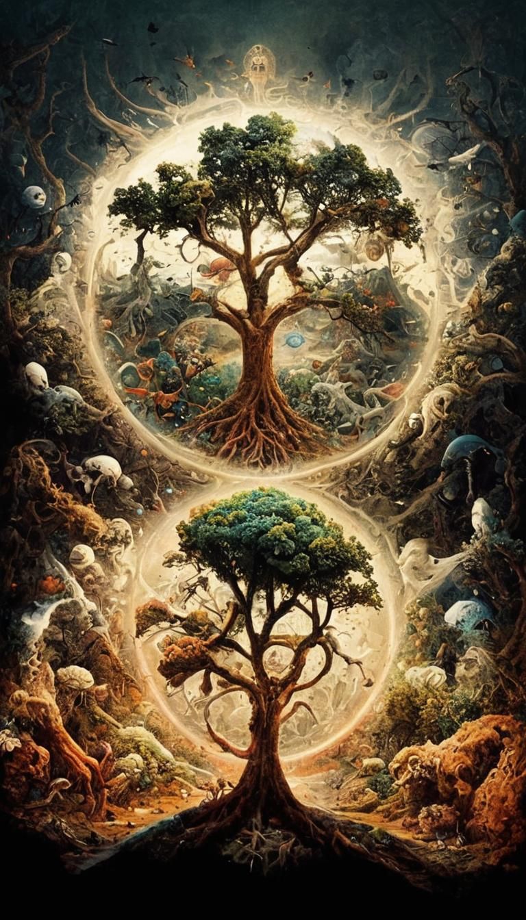 Surreal art tree composition