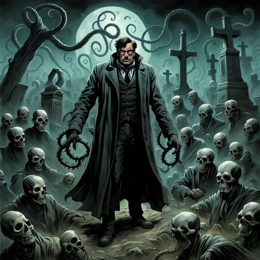 Doctor Octopus's Cemetery in Gothic Horror Style