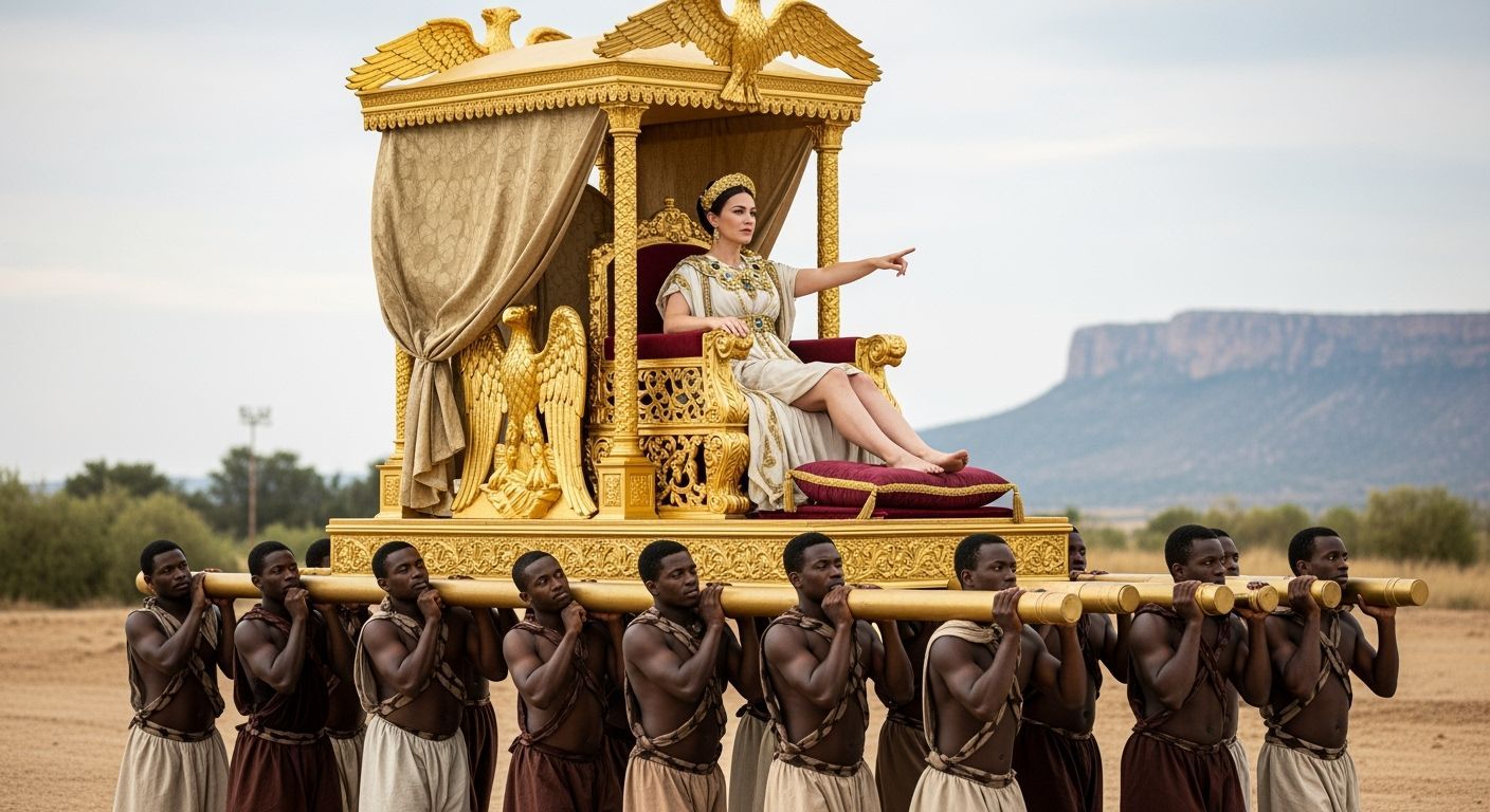 Roman Empress on Golden Throne, Professional Photography