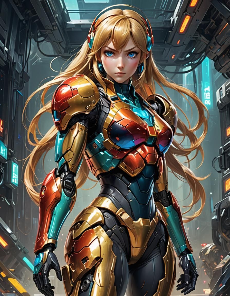 Samus Aran Portrait in Shirow Style
