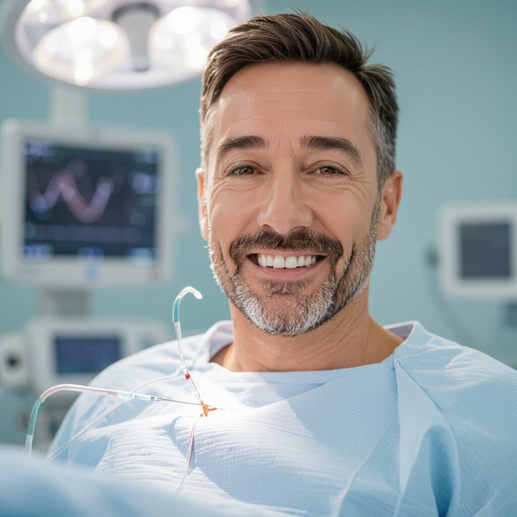 Man Undergoing Colonoscopy Procedure on Surgical Table