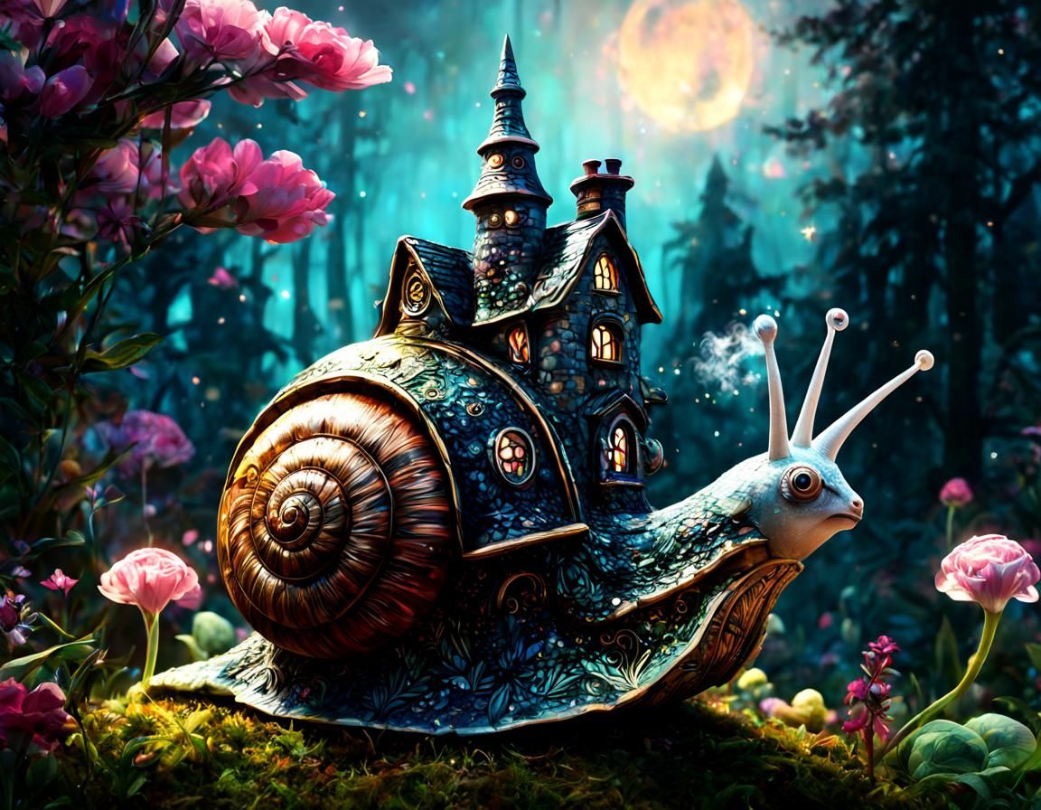 Enchanted Snail House in Fantasy Forest