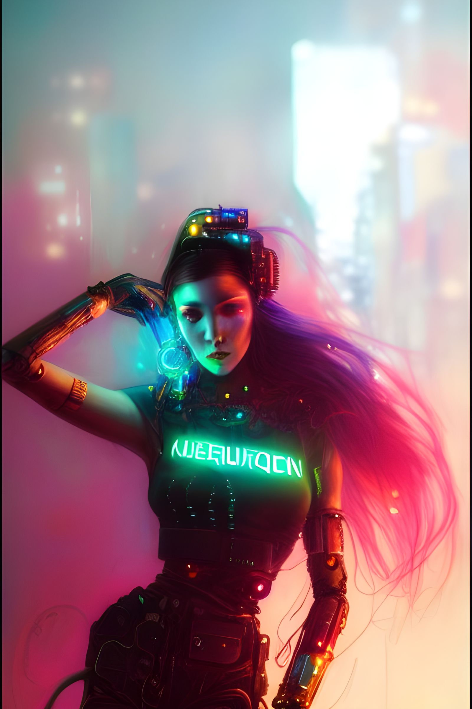 Cyberpunk Queen: Neon Crown Iridescence
