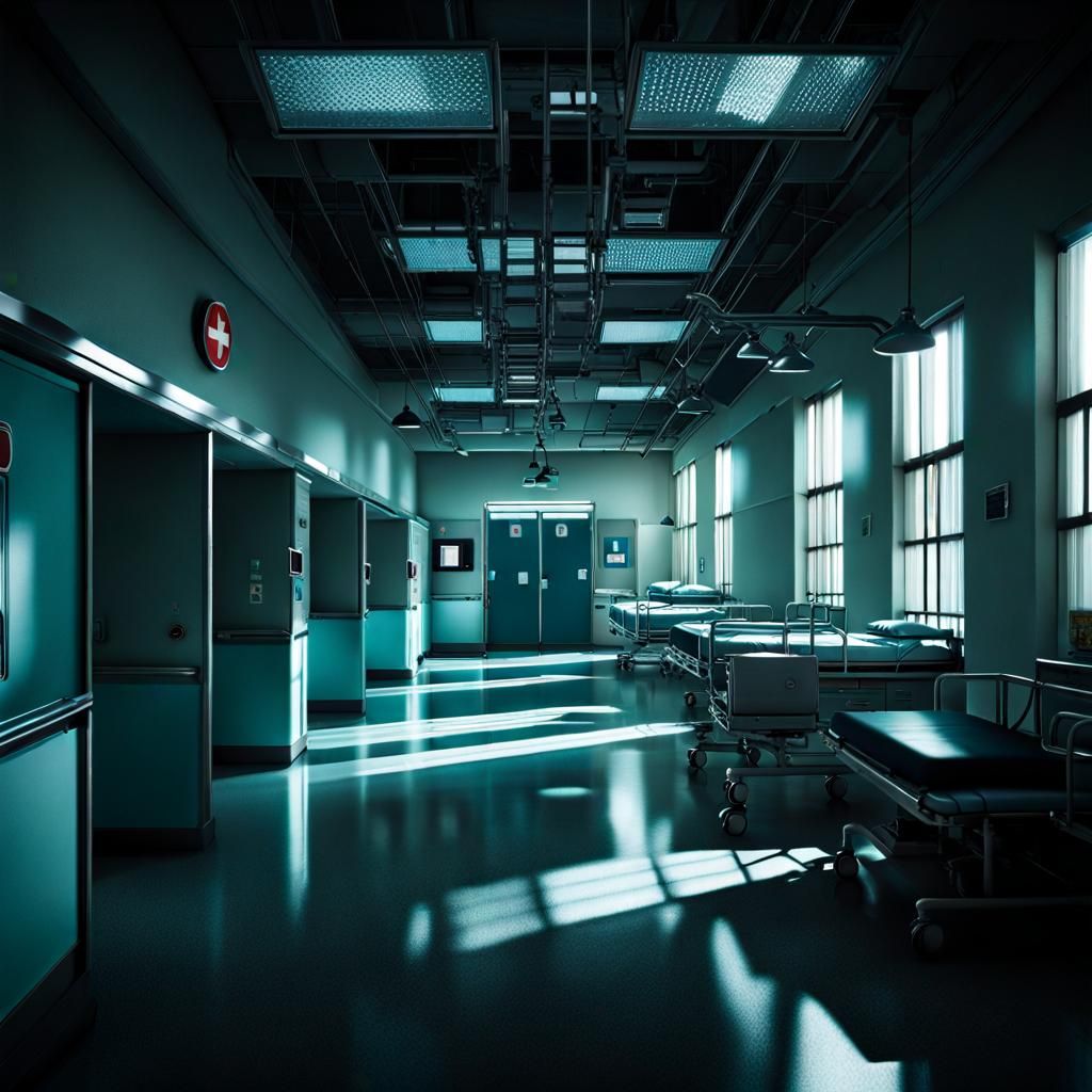 Eerie Hospital Hall in Double Exposure