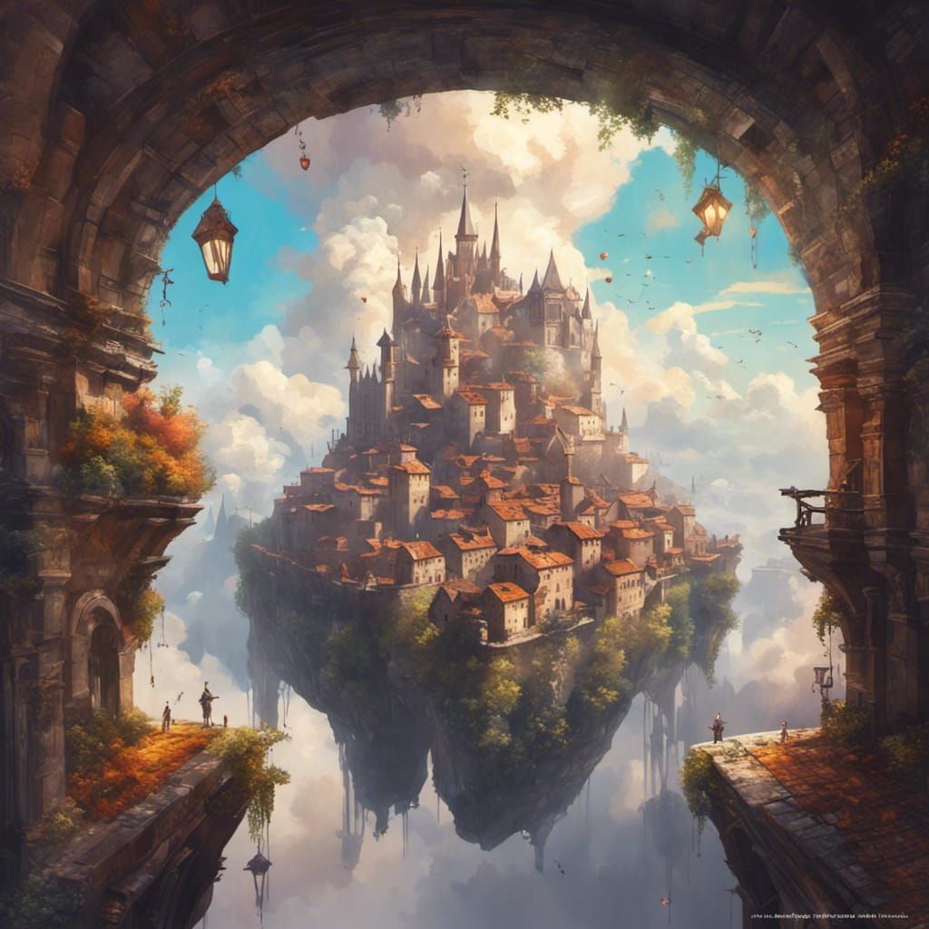 Magical City in the Clouds Fantasy Art