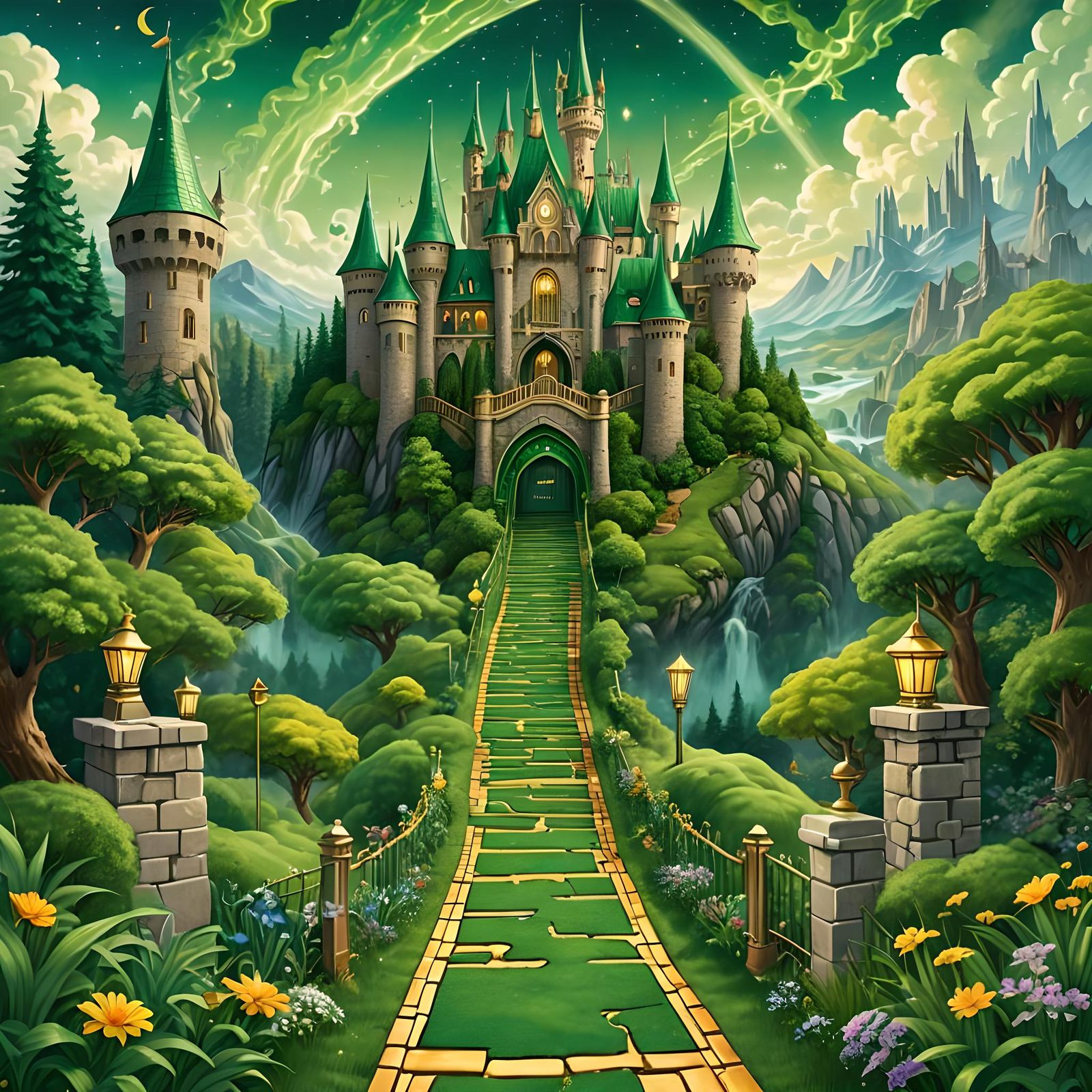 Emerald City Tarot Card in Fantasy Style