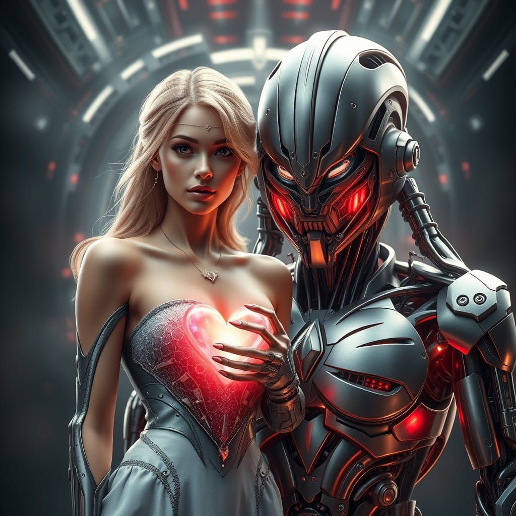 Ethereal Beauty Meets Futuristic Steel in Stunning 8K Portra...