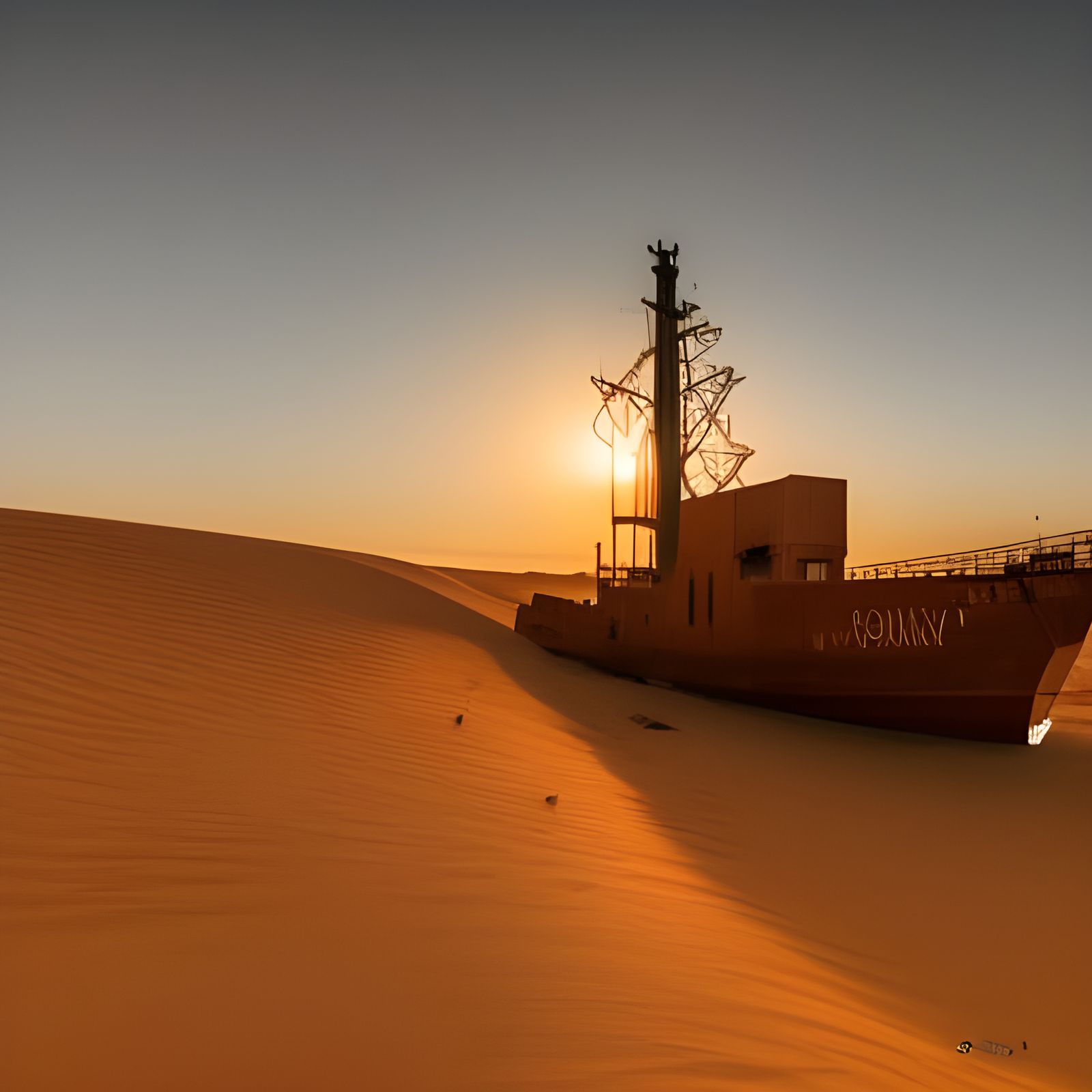 Sunrise Desert Ship: Professional Photography with Bokeh