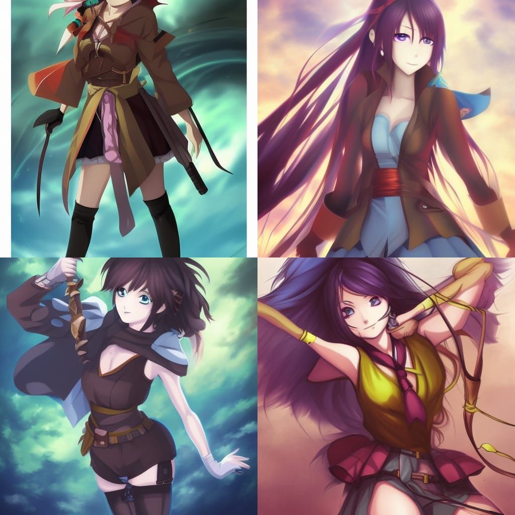 Energetic Anime Adventurer in Manga Style