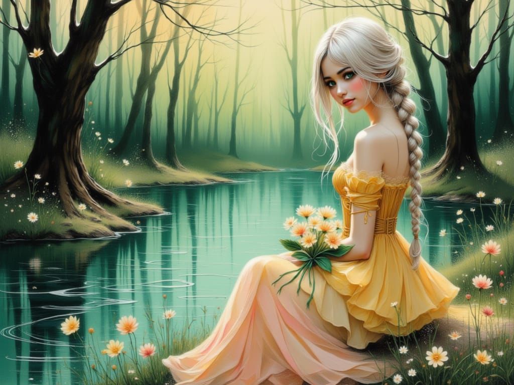 Ethereal Spring Sunset Portrait of a Beautiful Woman