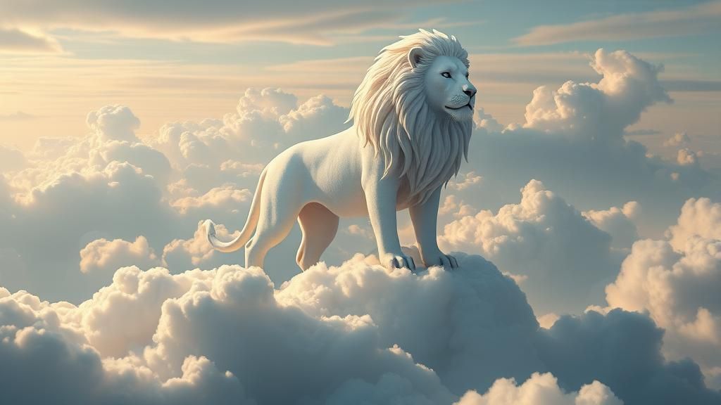 White Lion in a Dreamscape, Fantasy Art