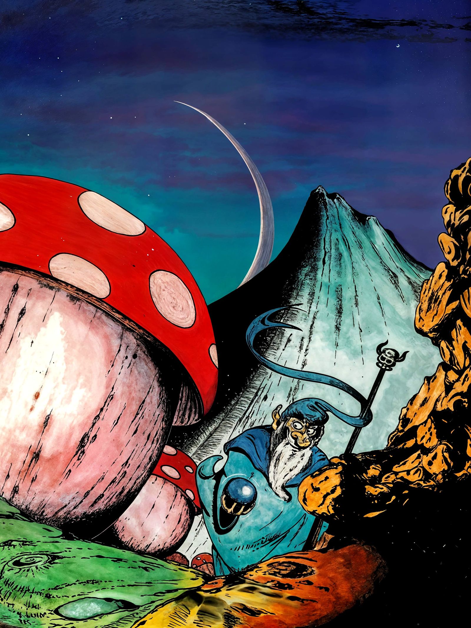 Magician with Mushroom on Mountain