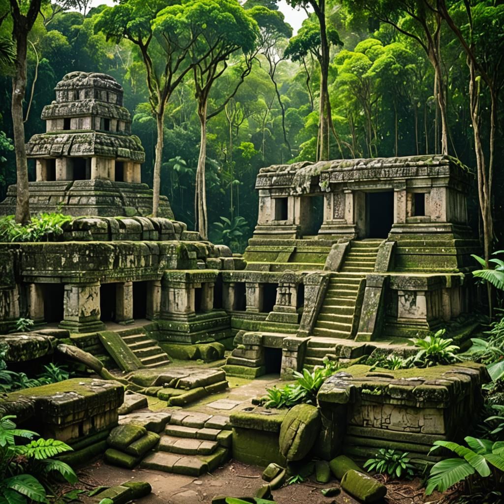 Mayan Ruins in Lush Rainforest