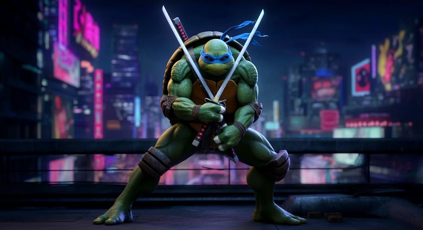 Teenage Mutant Ninja Turtle Leonardo, 3D Anime Art