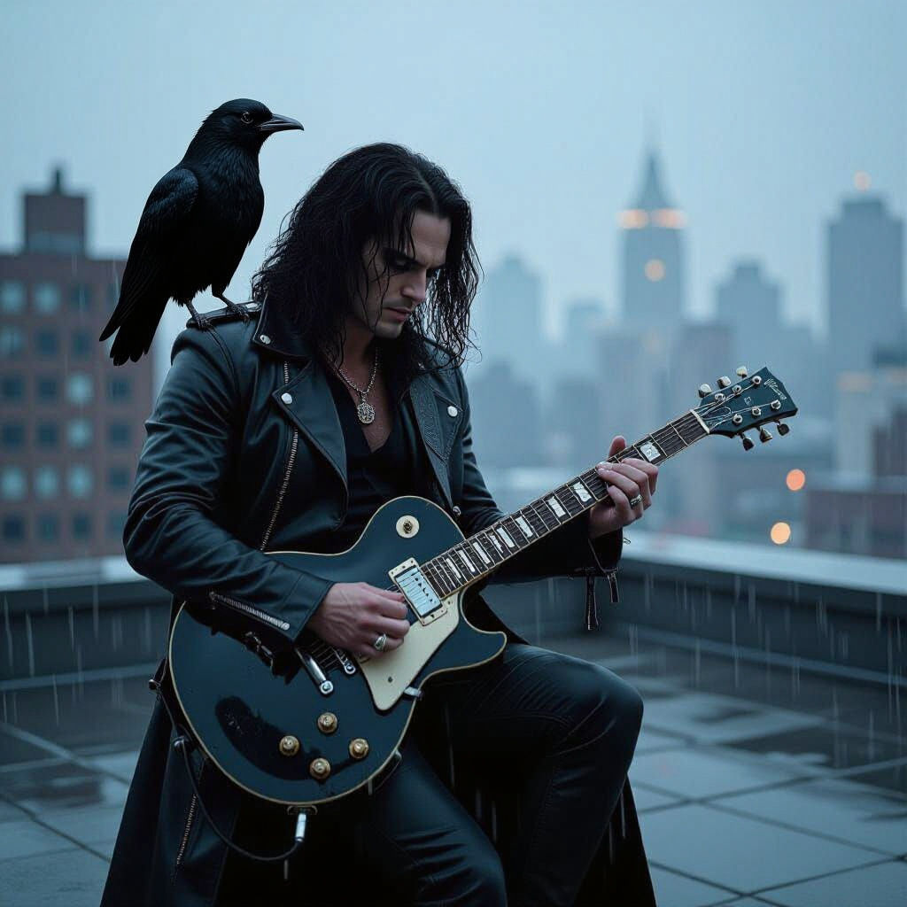 The Crow: Rooftop Guitar Serenade in Rain