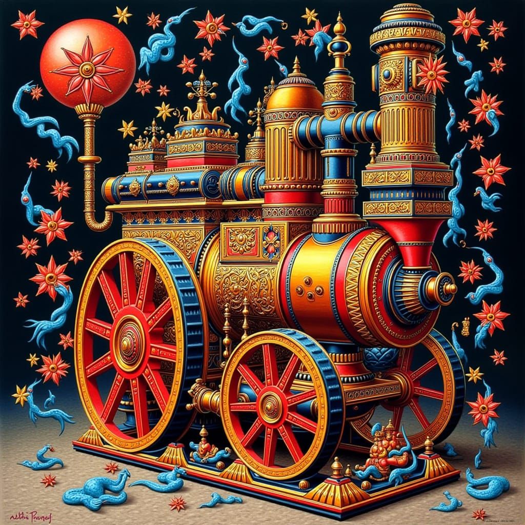 Boulton-Watt Steam Engine in Hyperrealistic Style