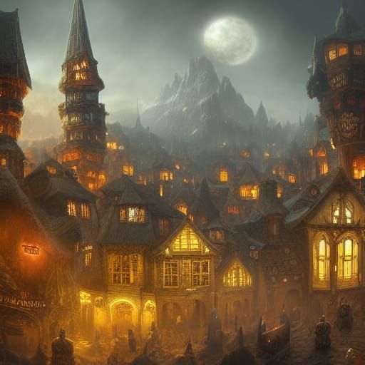 Prosperous Dwarf Town in Fantasy Belgian Style