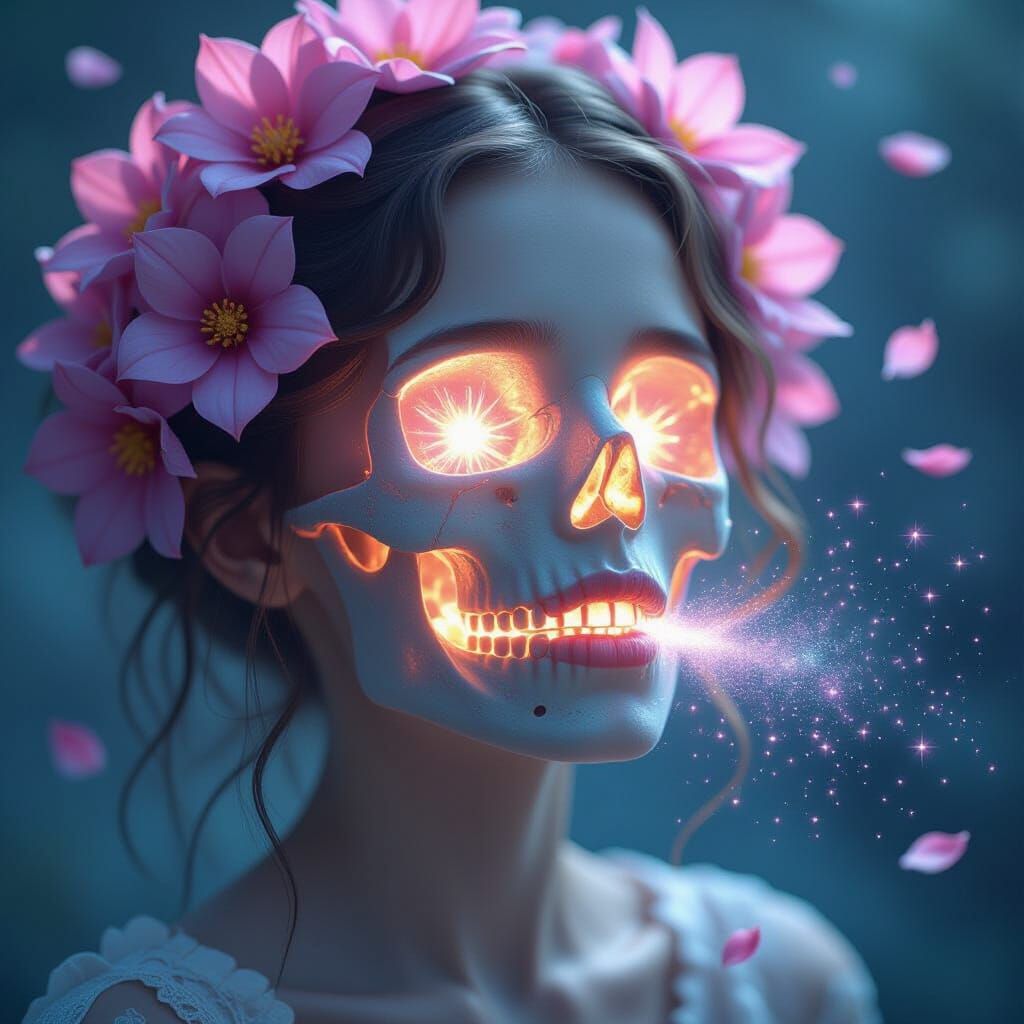 Crystal Skull Blooms with Cosmic Petals