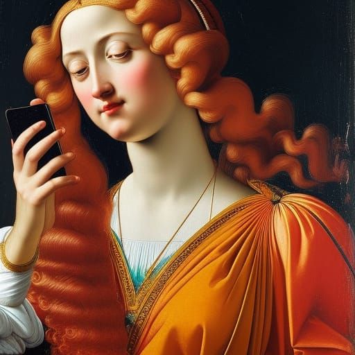 Laughing Venus Selfie in Digital Art Style