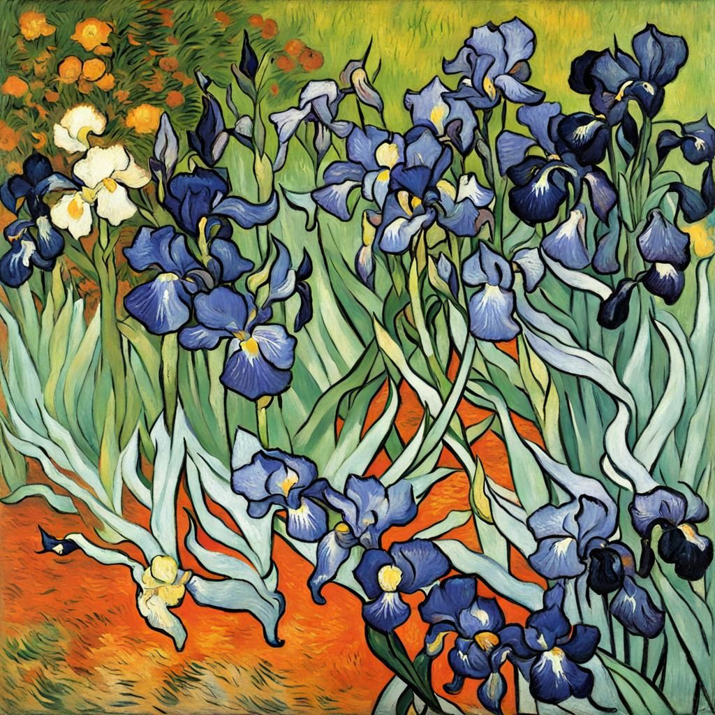 Irises Impressionist Style Painting