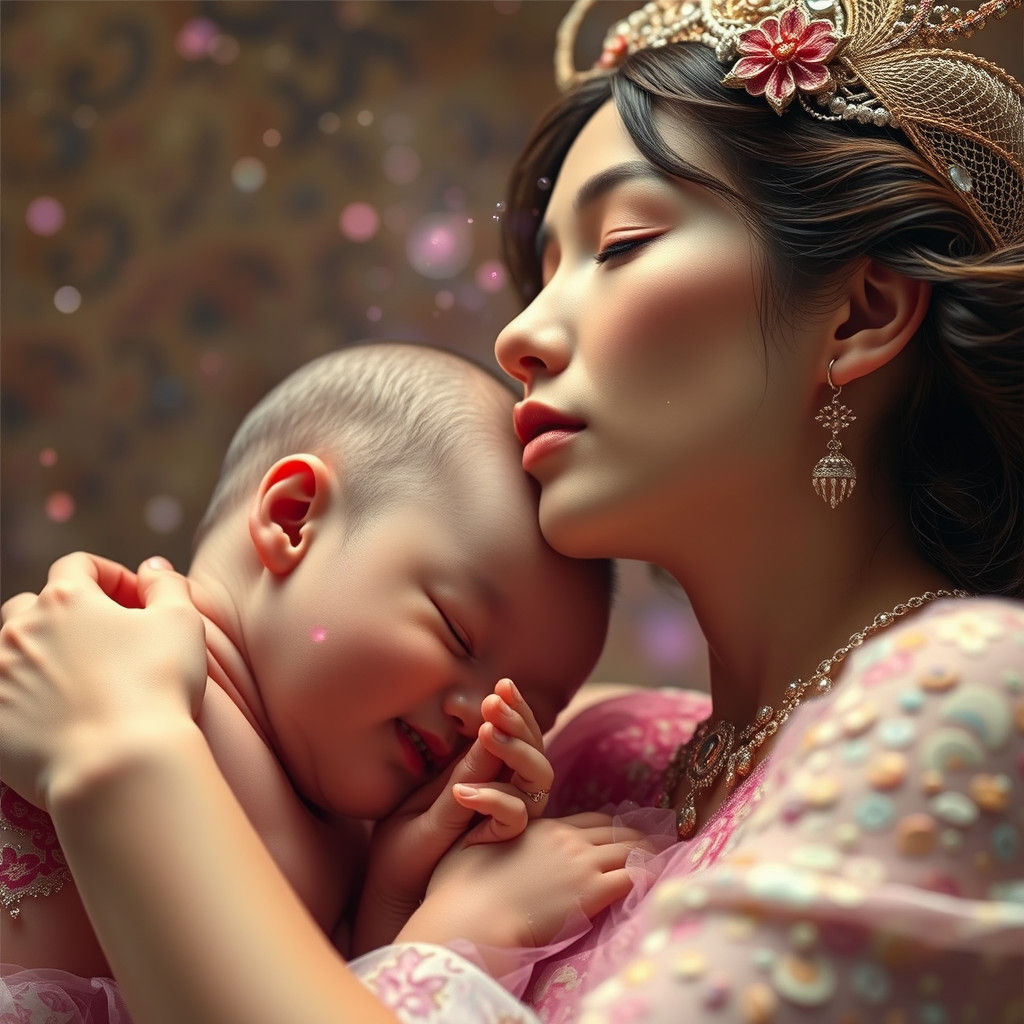 Surreal Newborn Breathing in Warped Perspective