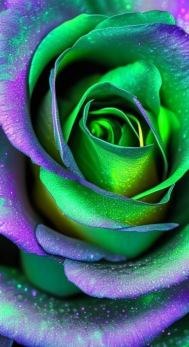 Iridescent Emerald Roses with Sparkling Dew: Hyperrealistic ...